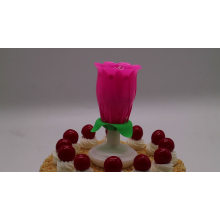 Rose flower music birthday candle,birthday candle,round base rotate